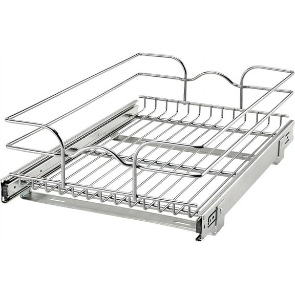 Kitchen Cabinet Wire Pullout Shelf and Drawer Organizer Pantry Storage with Basket and Mounting Hardware, 15 x 22 In, 5WB1-1522CR-1