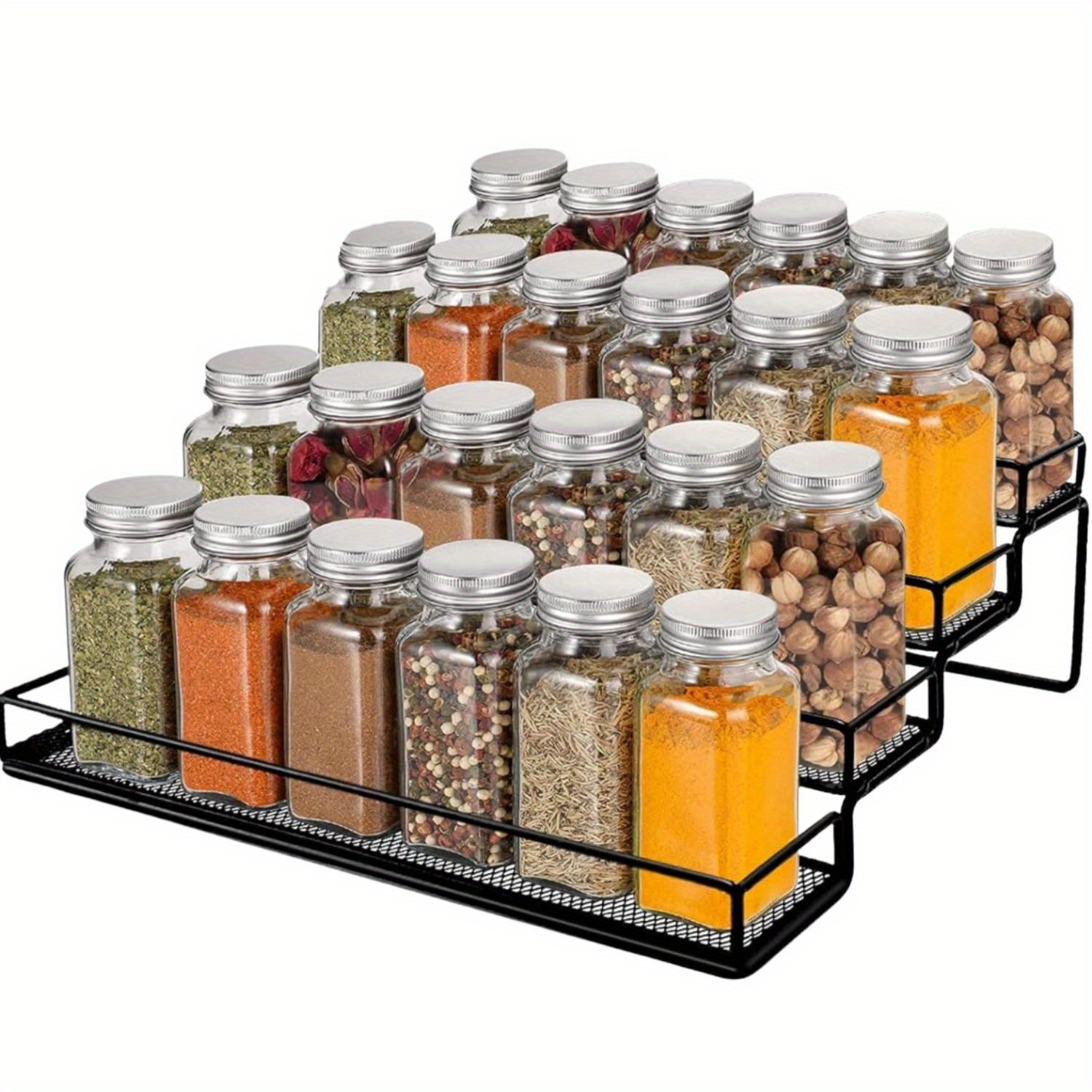 Kitchen Cabinet and Pantry Spice Storage Solution, 4-Tier Black Metal ...