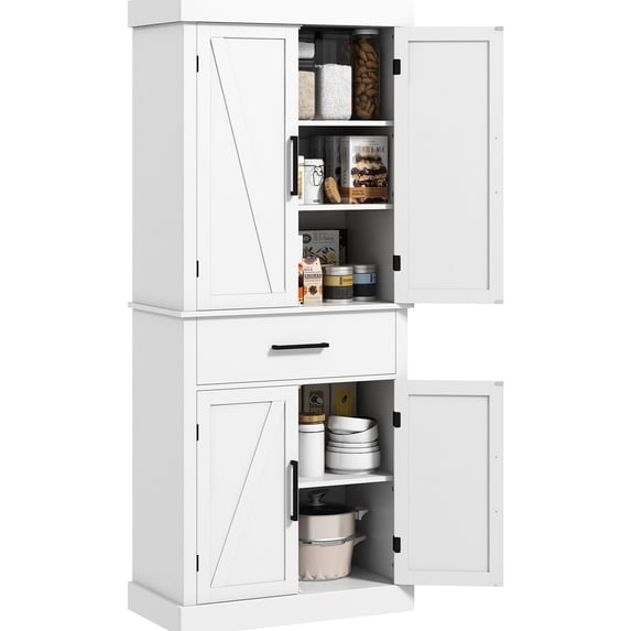 Kitchen Cabinet with 5-Tier Shelves | Hold Food and Kitchen Basics | Particle Board Construction | Adjustable Shelves to Meet Storage Needs