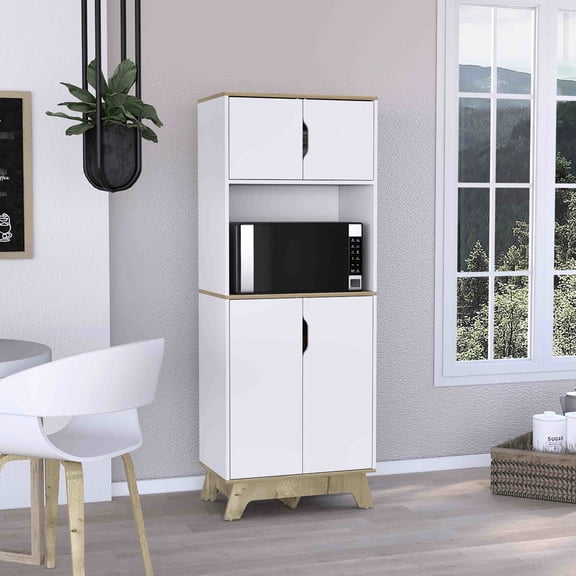 Kitchen Cabinet with Double Doors | Used for Kitchen Microwave Placement | Crafted from Particle Board | Solves Kitchen Storage Problematic