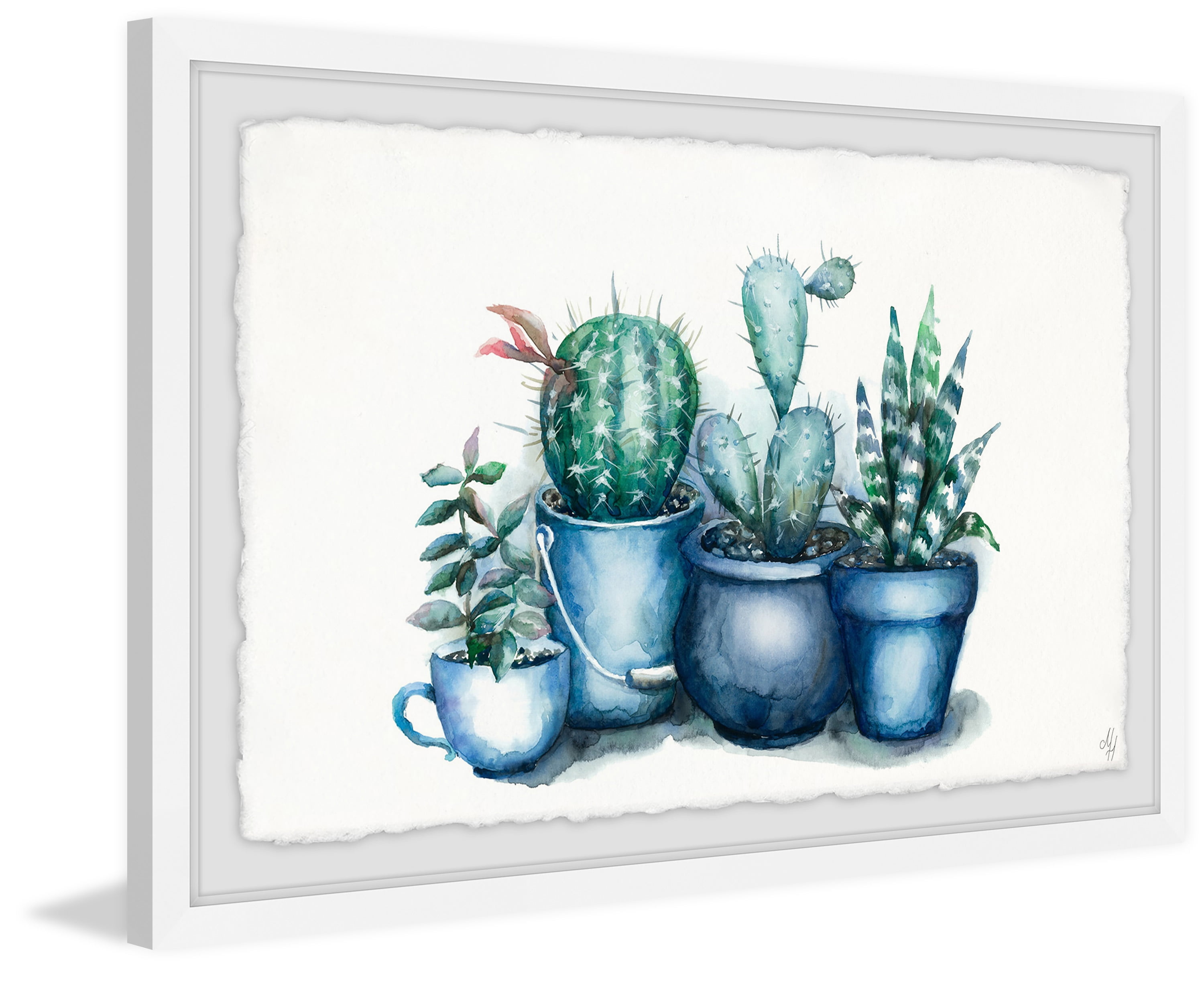 Kitchen Cacti Framed Painting Art Print, 30.00" x 1.50"
