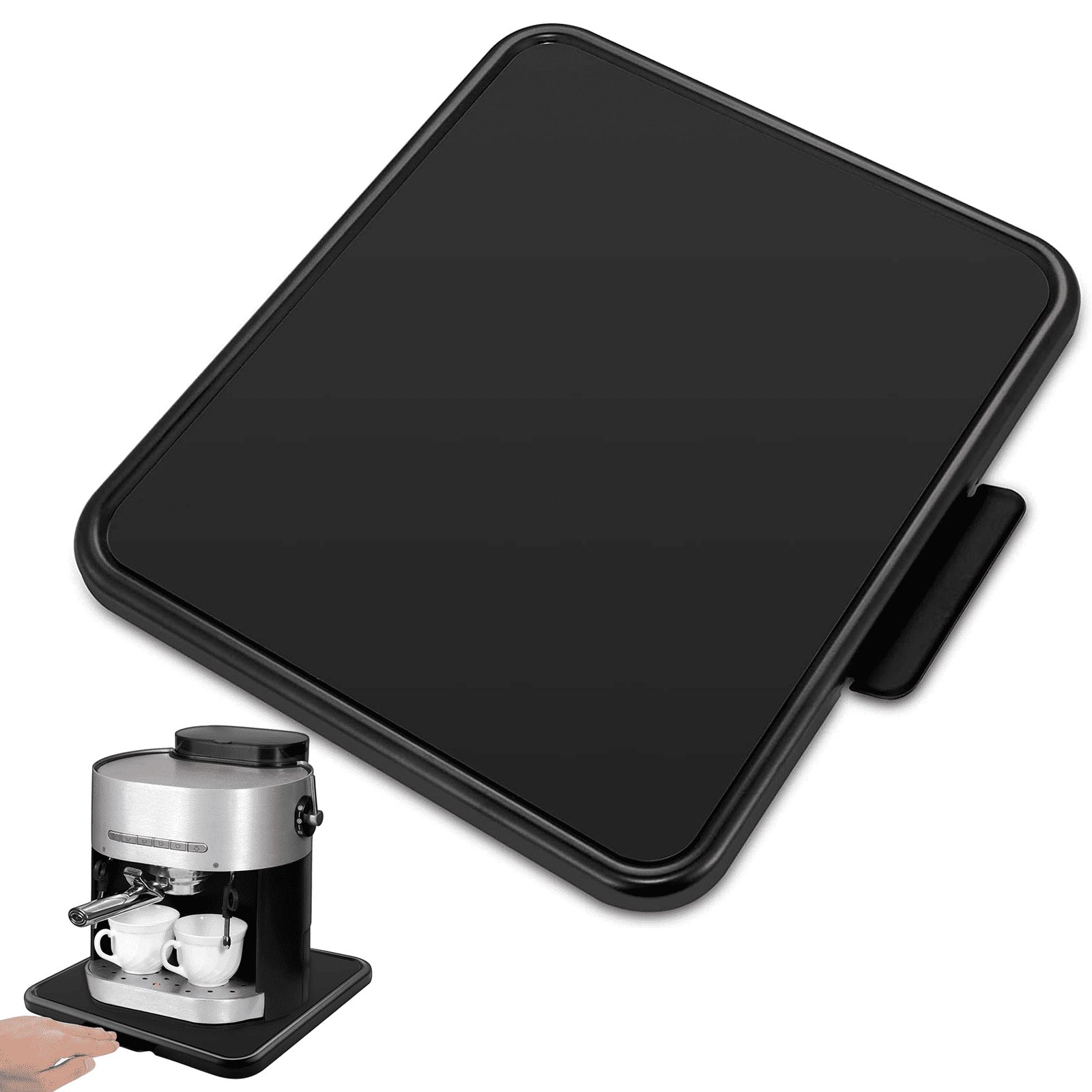 Kitchen Appliance Sliding Tray with Smooth Wheels 16.14×11.81×0.8in Sturdy  Under Cabinet Appliance Rolling Tray Non-slip Countertop Moving Slider  Heavy Duty Sliding Coffee Tray for Home Toasters 