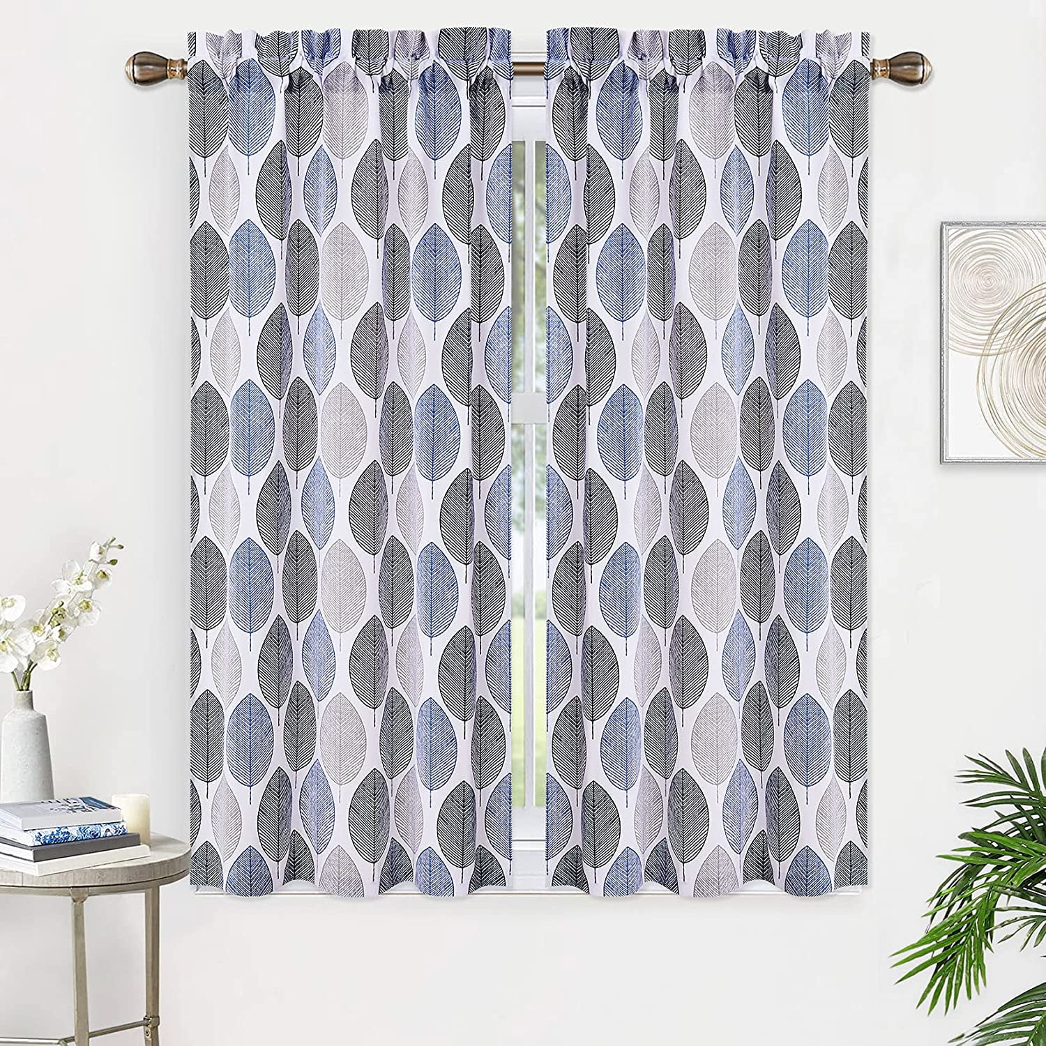 Kitchen Cafe Curtains 45 Inches Length Leaf Design Bathroom Window Curtain Farmhouse Flower Leaves Pattern Cotton Blend Half Covering Tier Curtains N Df828c6c 3764 4684 9ec5 157a4d5a006c.727b800b05f151c1968b033b70656dc8 