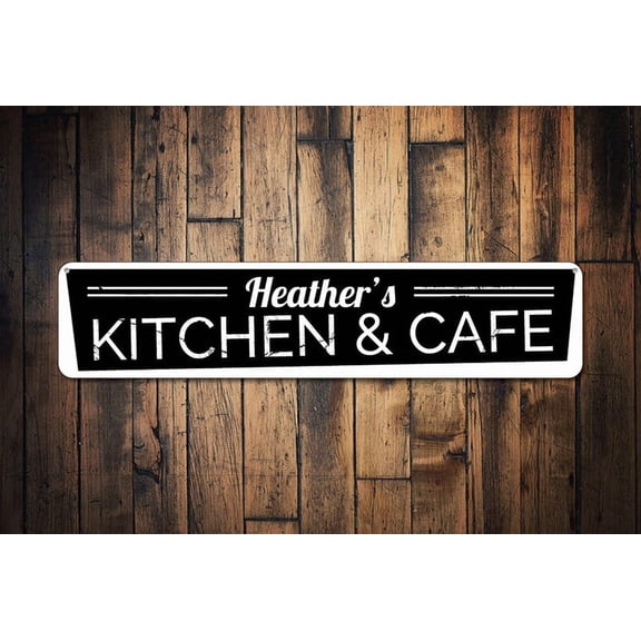 Kitchen & Cafe Sign Name Kitchen Sign Custom Home Chef Decor Metal Kitchen Decor Cafe Decor For Kitchen - Size: 16 x 4 Inches
