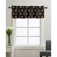 thumbnail image 1 of Kitchen Cafe Valance Curtain for Small Windows,Abstract Cherry Fruit and Leaves Rod Pocket Valances White Dot on Black Retro Texture Window Treatment Panel for Living Room/Bedroom/Bathroom,42x12in, 1 of 9