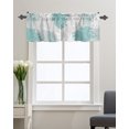 thumbnail image 1 of Kitchen Cafe Valance Curtain for Small Windows,Abstract Chrysanthemum Flower Rod Pocket Short Valances White and Teal Floral on Grey Window Treatment Panel for Living Room/Bedroom/Bathroom,42x12in, 1 of 9