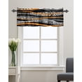 thumbnail image 1 of Kitchen Cafe Valance Curtain for Small Windows,Abstract Orange and Black Stripe Rod Pocket Short Valances Modern Swirling Window Treatment Panel for Living Room/Bedroom/Bathroom,42x18in, 1 of 9