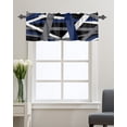 thumbnail image 1 of Kitchen Cafe Valance Curtain for Small Windows,Blue White Gray Geometric Stripe Rod Pocket Short Valances Abstract Line Art on Black Window Treatment Panel for Living Room/Bedroom/Bathroom,54x18in, 1 of 9