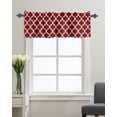 thumbnail image 1 of Kitchen Cafe Valance Curtain for Small Windows,Classic Moroccan Tile Geometric Art Rod Pocket Short Valances Retro Burgundy Window Treatment Panel for Living Room/Bedroom/Bathroom,60x18in, 1 of 9