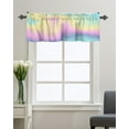 thumbnail image 1 of Kitchen Cafe Valance Curtain for Small Windows,Colorful Abstract Rainbow Sky Rod Pocket Valances Holographic Iridescent Metallic Printing Window Treatment for Living Room/Bedroom/Bathroom,42x12in, 1 of 9