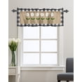 thumbnail image 1 of Kitchen Cafe Valance Curtain for Small Windows,Farm White Daisy Vintage Burlap Texture Rod Pocket Short Valances Buffalo Plaid Frame Window Treatment Panel for Living Room/Bedroom/Bathroom,42x18in, 1 of 9