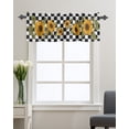 thumbnail image 1 of Kitchen Cafe Valance Curtain for Small Windows,Farmhouse Blossom Sunflowers Buffalo Plaid Rod Pocket Short Valances Black White Window Treatment Panel for Living Room/Bedroom/Bathroom,42x12in, 1 of 9