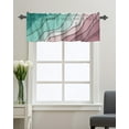 thumbnail image 1 of Kitchen Cafe Valance Curtain for Small Windows,Geometric Wave Line Teal Pink Gradient Rod Pocket Valances Modern Abstract Ocean Beach Window Treatment Panel for Living Room/Bedroom/Bathroom,42x18in, 1 of 9