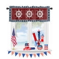 thumbnail image 1 of Kitchen Cafe Valance Curtain for Small Windows,Independence Flag Day Star on Blue Rod Pocket Valances Nautical Marine Ship Rubber on Red Window Treatment for Living Room/Bedroom/Bathroom,60x18in, 1 of 7