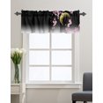 thumbnail image 1 of Kitchen Cafe Valance Curtain for Small Windows,Japanese Cherry Blossom Flower Rod Pocket Short Valances Pink Floral and Moon on Black Window Treatment Panel for Living Room/Bedroom/Bathroom,42x12in, 1 of 9