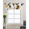 thumbnail image 1 of Kitchen Cafe Valance Curtain for Small Windows,Medieval Geometric Rod Pocket Short Valances Grey Brown Abstract Color Blocks Window Treatment Panel for Living Room/Bedroom/Bathroom,42x18in, 1 of 9
