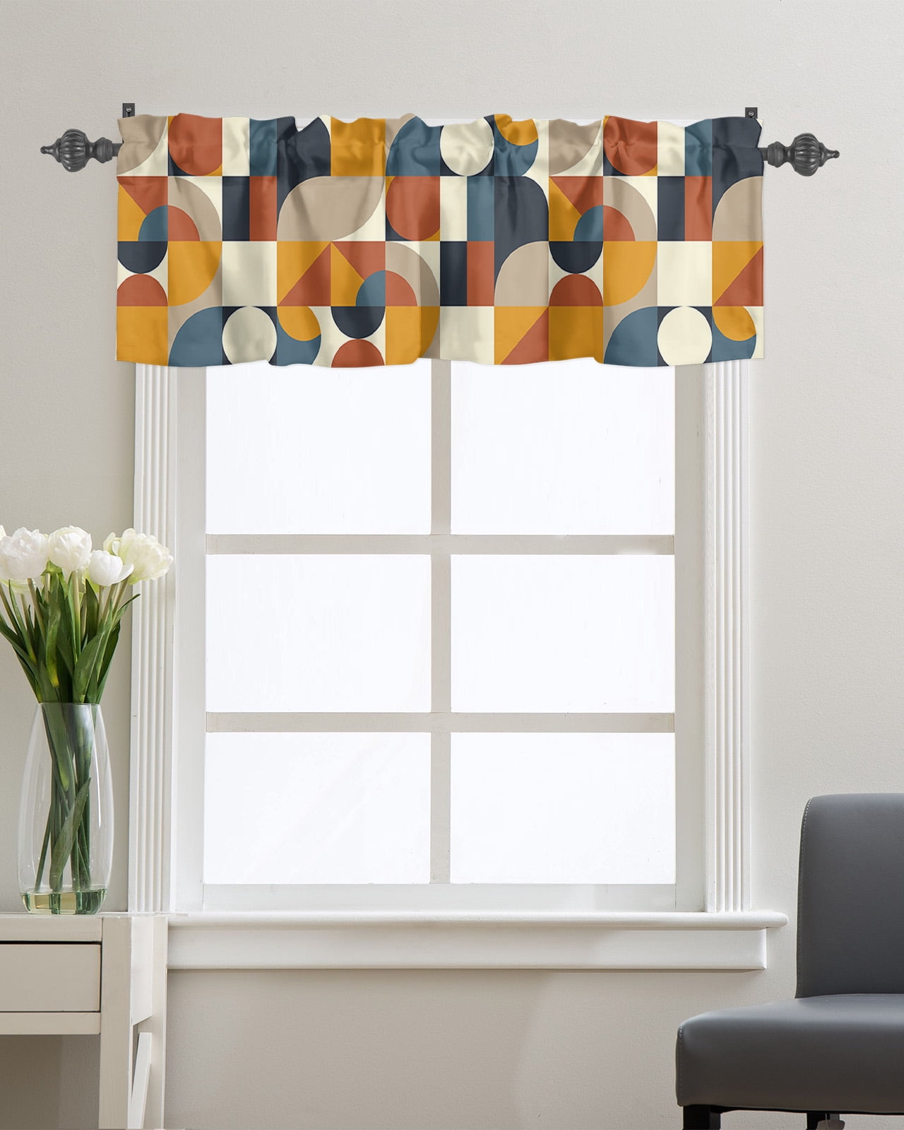 Kitchen Cafe Valance Curtain for Small Windows,Mid Century Nordic ...
