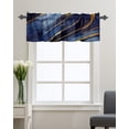 thumbnail image 1 of Kitchen Cafe Valance Curtain for Small Windows,Natural Blue Marble Stone with Gold Lines Rod Pocket Valances Wild Agate Granite Texture Window Treatment Panel for Living Room/Bedroom/Bathroom,42x18in, 1 of 9