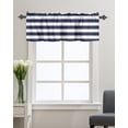 thumbnail image 1 of Kitchen Cafe Valance Curtain for Small Windows,Navy Blue and White Stripe Rod Pocket Short Valances Modern Stripes Pattern Window Treatment Panel for Living Room/Bedroom/Bathroom,42x12in, 1 of 9