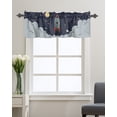 thumbnail image 1 of Kitchen Cafe Valance Curtain for Small Windows,Outer Exploration Rocket Spaceship Rod Pocket Short Valances Moon Night Dark Window Treatment Panel for Living Room/Bedroom/Bathroom,60x18in, 1 of 9
