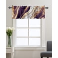 thumbnail image 1 of Kitchen Cafe Valance Curtain for Small Windows,Purple Gold White Marble Texture Rod Pocket Short Valances Natural Cracks Granite Stone Window Treatment Panel for Living Room/Bedroom/Bathroom,60x18in, 1 of 9