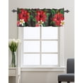 thumbnail image 1 of Kitchen Cafe Valance Curtain for Small Windows,Red Hibiscus Flower with Green Leaves Rod Pocket Short Valances Farm Floral Art Window Treatment Panel for Living Room/Bedroom/Bathroom,60x18in, 1 of 9