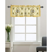 Kitchen Cafe Valance Curtain for Small Windows,Retro Farm Honeybee Sunflower Rod Pocket Short Valances Vintage Yellow Window Treatment Panel for Living Room/Bedroom/Bathroom,54x18in