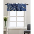 thumbnail image 1 of Kitchen Cafe Valance Curtain for Small Windows,Royal Blue Stripes Gold Inlay Rod Pocket Short Valances Liquid Abstract Ripple Curve Window Treatment Panel for Living Room/Bedroom/Bathroom,60x18in, 1 of 9