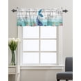 thumbnail image 1 of Kitchen Cafe Valance Curtain for Small Windows,Sea-maid Tail Scale on Wood Grain Rod Pocket Valances Ocean Marine Starfish Seaweed Window Treatment Panel for Living Room/Bedroom/Bathroom,60x18in, 1 of 9
