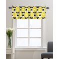 thumbnail image 1 of Kitchen Cafe Valance Curtain for Small Windows,Summer Farm Yellow Lemon Slice Rod Pocket Valances Fruit on Black and White Stripes Window Treatment Panel for Living Room/Bedroom/Bathroom,60x18in, 1 of 9