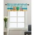 thumbnail image 1 of Kitchen Cafe Valance Curtain for Small Windows,Summer Flip Flops on Sandbeach Rod Pocket Short Valances Starfish Conch on Seaside Window Treatment Panel for Living Room/Bedroom/Bathroom,42x18in, 1 of 9