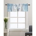 thumbnail image 1 of Kitchen Cafe Valance Curtain for Small Windows,Watercolor Blue Flower Gray Leaves Rod Pocket Short Valances Floral on Vintage Gradient Window Treatment Panel for Living Room/Bedroom/Bathroom,42x12in, 1 of 9