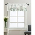 thumbnail image 1 of Kitchen Cafe Valance Curtain for Small Windows,Watercolor Eucalyptus Leaves Rod Pocket Short Valances Botanical Green Leaf on White Window Treatment Panel for Living Room/Bedroom/Bathroom,42x18in, 1 of 9
