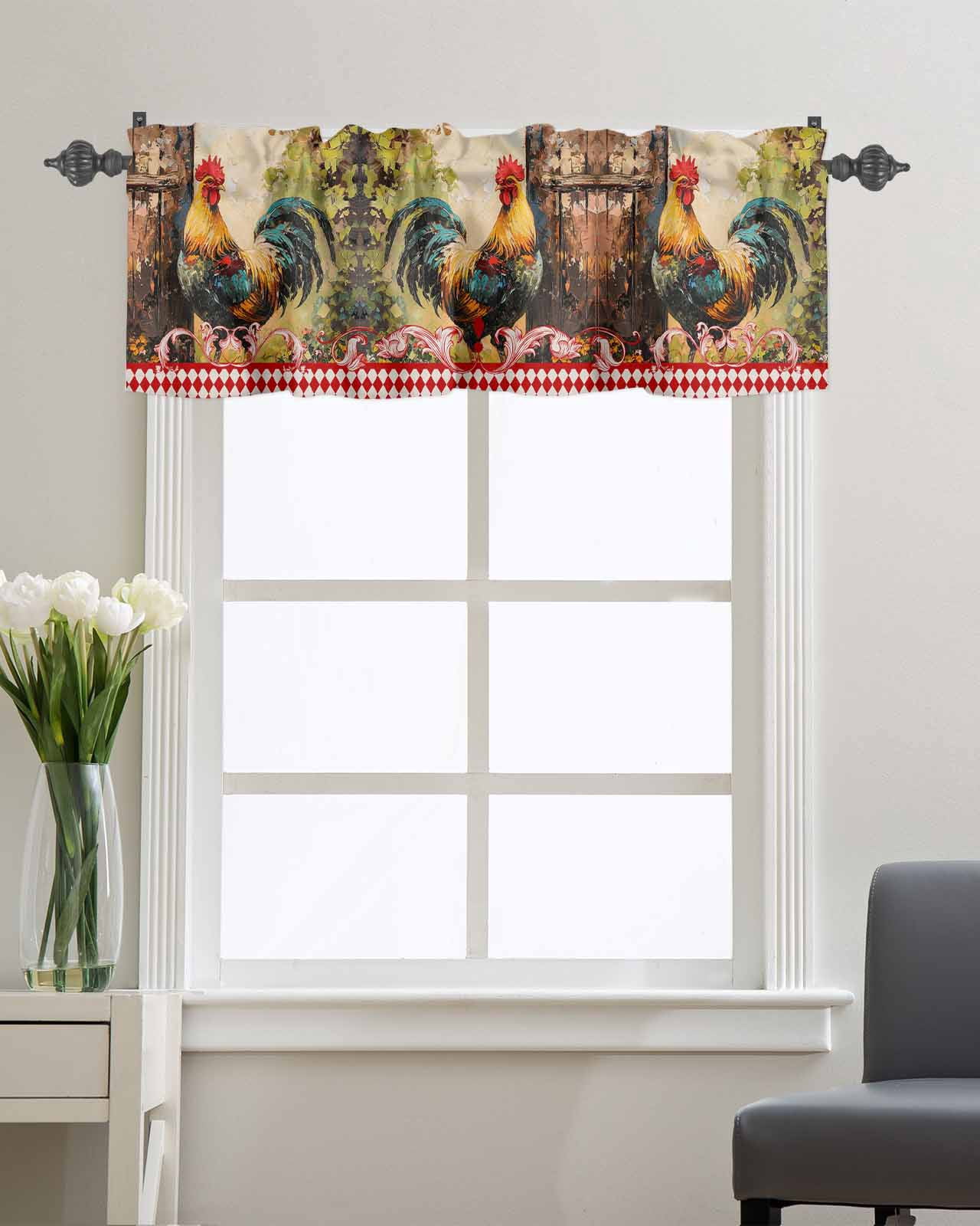 Kitchen Cafe Valance Curtain for Small Windows,Watercolor Farmhouse ...