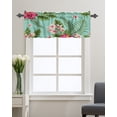 thumbnail image 1 of Kitchen Cafe Valance Curtain for Small Windows,Watercolor Garden Art Hibiscus Flowers Rod Pocket Short Valances Floral Plants on Teal Window Treatment Panel for Living Room/Bedroom/Bathroom,42x12in, 1 of 9