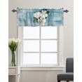 thumbnail image 1 of Kitchen Cafe Valance Curtain for Small Windows,Watercolor White Blossom Flowers with Leaf Rod Pocket Valances Natural Floral Plant Window Treatment Panel for Living Room/Bedroom/Bathroom,54x18in, 1 of 9
