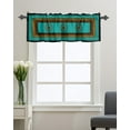 thumbnail image 1 of Kitchen Cafe Valance Curtain for Small Windows,Western Star with Barb Wire Wheat Rod Pocket Short Valances Farm Rustic Teal Brown Black Window Treatment Panel for Living Room/Bedroom/Bathroom,54x18in, 1 of 9
