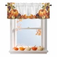 thumbnail image 1 of Kitchen Cafe Valance Curtain for Small Windows,Autumn Orange Pumpkin Maple Leaf Rod Pocket Short Valances,42x12in, 1 of 9