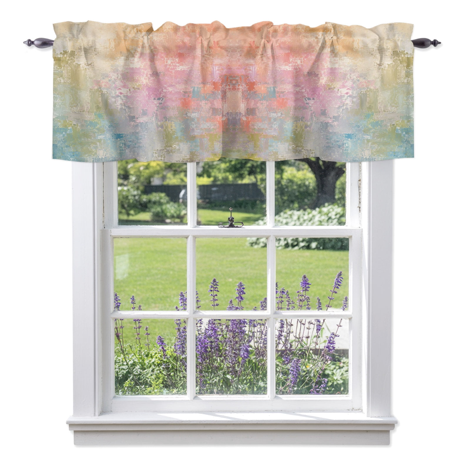 Kitchen Cafe Valance Curtain for Small Windows,Color Gradient Mottled ...
