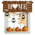 thumbnail image 1 of Kitchen Cafe Valance Curtain for Small Windows,Farm Home Orange Black Plaid Rod Pocket Short Valances,42x12in, 1 of 9