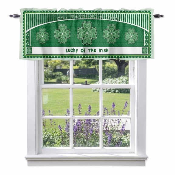 Kitchen Cafe Valance Curtain for Small Windows,Irish Festival Celtic Knots Lucky Shamrock Rod Pocket Short Valances,42x12in