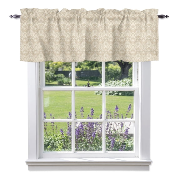 Kitchen Cafe Valance Curtain for Small Windows,Medieval Turkey Pattern Rod Pocket Short Valances,42x18in