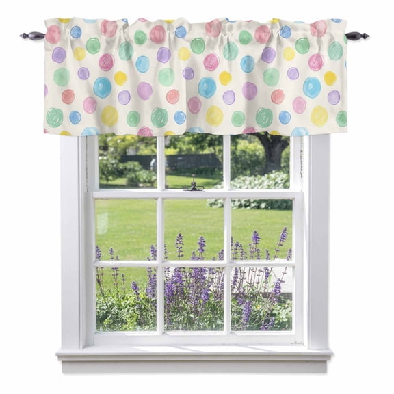 Kitchen Cafe Valance Curtain for Small Windows,Pink Purple Blue Green Boat Points Rod Pocket Short Valances,42x12in