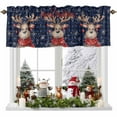 thumbnail image 1 of Kitchen Cafe Valance Curtain for Small Windows,Reindeer Xmas Ball Winter Snowflakes Rod Pocket Short Valances,42x18in, 1 of 9