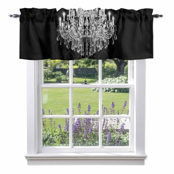Kitchen Cafe Valance Curtain for Small Windows,Retro Crystal Chandelier Rod Pocket Short Valances,42x12in