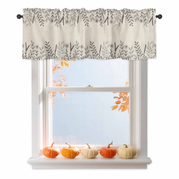 Kitchen Cafe Valance Curtain for Small Windows,Summer Wheat Ear Wildflower Rod Pocket Short Valances,42x18in