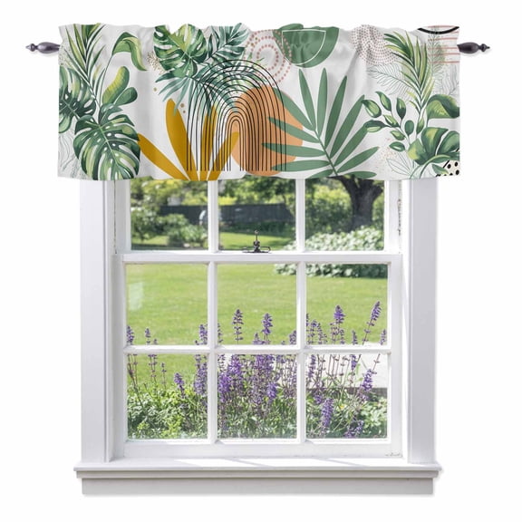 Kitchen Cafe Valance Curtain for Small Windows,Watercolor Turtle Backwood Rod Pocket Short Valances,42x12in