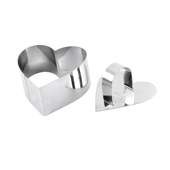 Kitchen Cake Stainless Steel Heart Shape Mold Cookie Cutter w Smoother