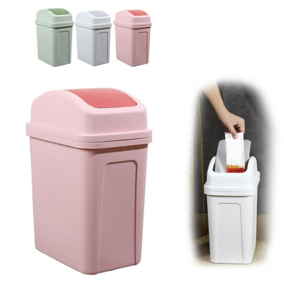 Kitchen Can with Swing-top Lid, Swing Top Garbage Bin for Kitchen Office Bathrooms Bedrooms Dorms Toilets , Bathroom Can 4 Gallon,Pink