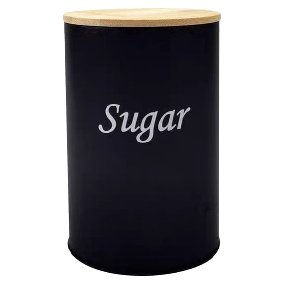 Kitchen Canisters with Airtight Lid,Metal Coffee Or Sugar Or Tea Canisters, Airtight Metal Canister Tin, Food Storage Containers Jars, Simple-Style Containers for Countertop, 1Pc(Black2,3.7x3.7x5.5")